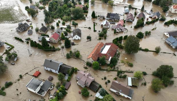 Aldea inundada de Rudawa, en el sur de Polonia