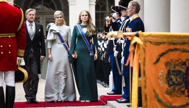 Mandatory Credit: Photo by Hollandse Hoogte/Shutterstock (14724350b)
THE HAGUE - King Willem-Alexander, Queen Maxima and Amalia will leave Palace Noordeinde for the Royal Theater. Since the restoration of the Knights' Hall, the king reads the speech from the throne in the theater on Budget Day.
Budget Day: Departure of Royal Procession Palace Noordeinde to Royal Theater (Pole), The Hague - 17 Sep 2024 *** Local Caption *** .