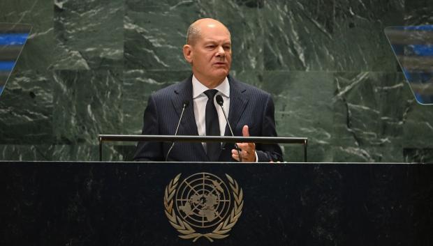 El canciller Olaf Scholz en un mitin reciente