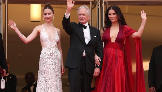 Actors Michael Douglas and Catherine Zeta Douglas with daugther Carys Zeta Douglas attending the opening ceremony of the 76th Cannes Film Festival in Cannes, France on May 16, 2023