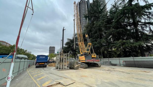 Obras de la nueva estación de Metro de Santiago Bernabéu