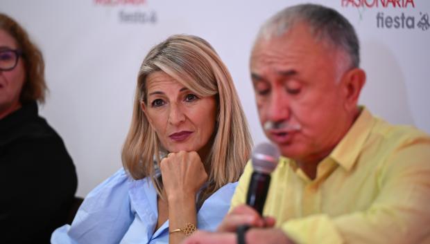 Yolanda Díaz junto al secretario general de UGT, Pepe Álvarez