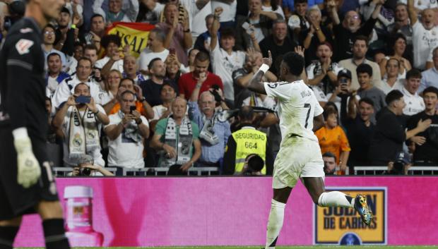 Vinicius Jr. celebra el gol marcado ante el Villarreal, segundo para su equipo