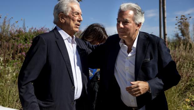 Writer Mario Vargas Llosa and Roca Rey during " Fundacion internacional para la libertad " event in San Lorenzo del Escorial on Friday, 15 October 2021.