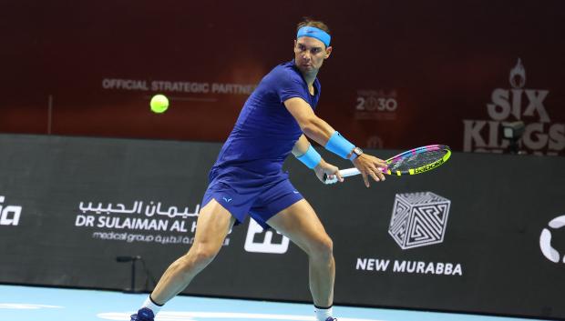 Rafael Nadal en el partido contra Alcaraz en el Six Kings Slam