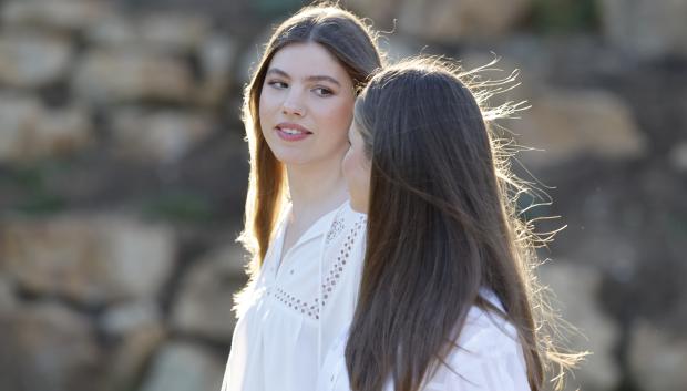 Princess Leonor de Borbon and Infanta Sofia de Borbon during a meeting with winners of past edition on occasion of Princess of Girona Foundation awards in Girona on Tuesday, 9 July 2024.