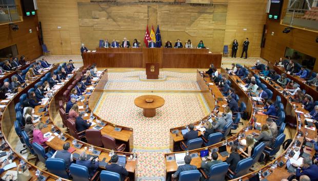 Vista general del hemiciclo de la Asamblea de Madrid