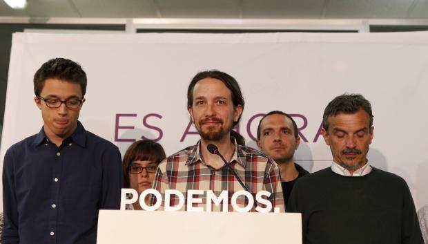 Iñigo Errejon, Pablo Iglesias y José Manuel López Mayo, 2015.