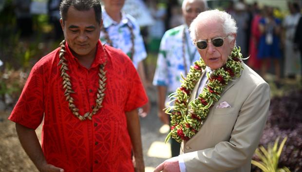 King Charles III during inauguration of The King's Garden, at the Robert Louis Stevenson Museumin Apia, on day six of the royal visit to Samoa,