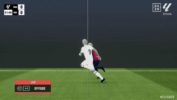 Imagen del fuera de juego semiautomático que anuló el gol de Mbappé