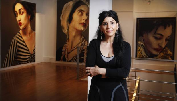 Painter Lita Cabellut presents 35 paintings of Coco Chanel at the Opera Gallery (Oct 14-Nov 19) in Paris, France on October 12, 2011.