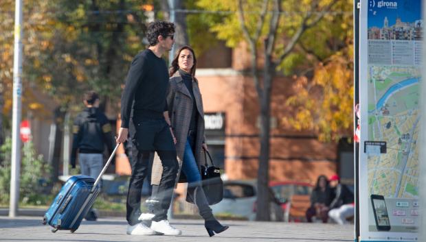 Journalist Lara Alvarez with model Andres Velencoso in Tossa de Mar Girona 30/11/2019