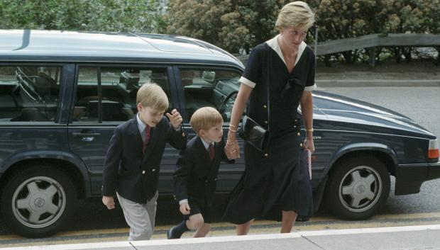 Diana, The Princess of Wales takes her sons Prince's William and Harry in Nottingham