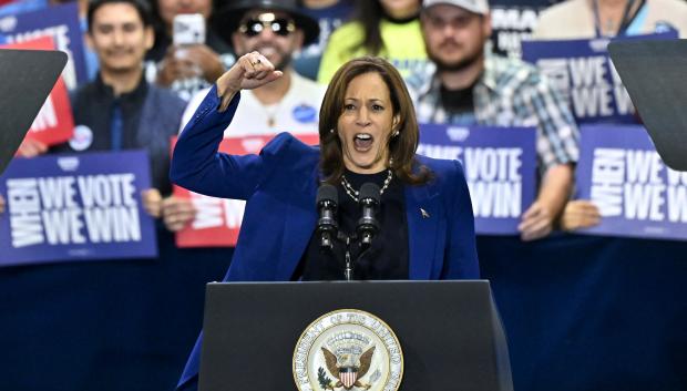 Kamala durante un mitin en Las Vegas