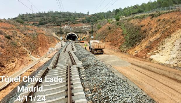 Túnel de Chiva tras el paso de la DANA