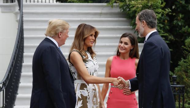 U.S. President Donald Trump and first lady Melania Trump with Spain's King Felipe VI and Queen Letizia on their officil visit to USA  Washington, U.S., June 19, 2018