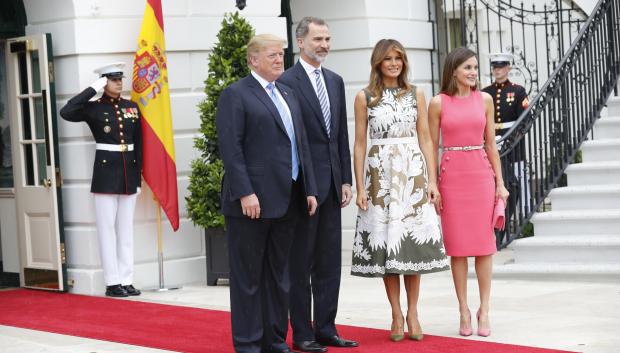 U.S. President Donald Trump and first lady Melania Trump with Spain's King Felipe VI and Queen Letizia on their officil visit to USA  Washington, U.S., June 19, 2018