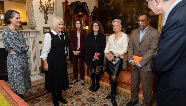 Queen Camilla during a reception for the Booker Prize Foundation at Clarence House, London. Picture date: Tuesday November 12, 2024. *** Local Caption *** .