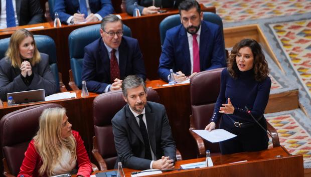 Ayuso durante el Pleno en la Asamblea de Madrid