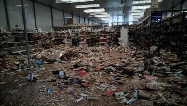 Imagen de una editorial dañada por la DANA en Valencia