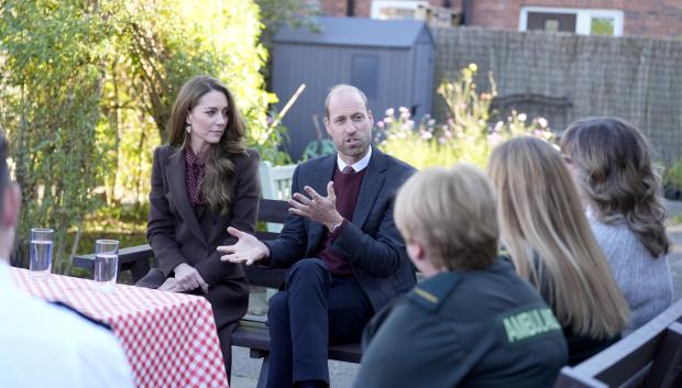 Prince William and  Kate Middleton Princess of Wales during a visit to Southport Community Centre in the Merseyside town on Thursday October 10, 2024.