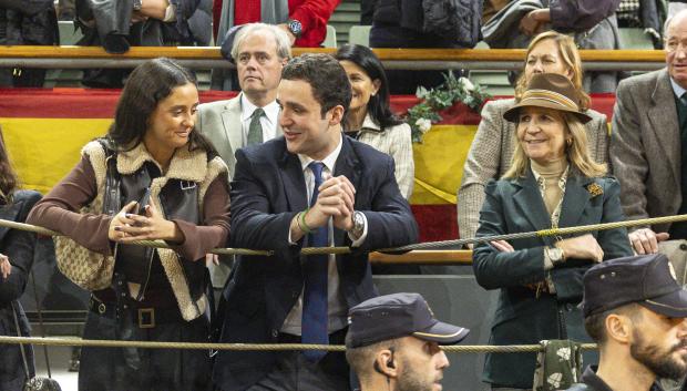 Infanta Elena de Borbon with sons Felipe Juan Froilan and Victoria Federica de Marichalar y Borbón attending Madrid torea por Valencia Festival at the PalacioVistalegre in Madrid. December 1 2024