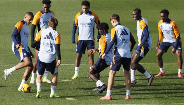 El Real Madrid, en el entrenamiento de este martes