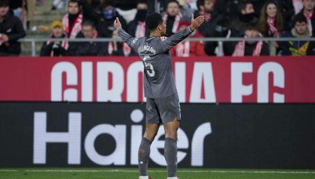 Jude Bellingham celebra el primer gol del partido