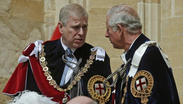 The Duke of York (left) and the Prince of Wales at the annual Order of the Garter Service in Windsor, Britain June 15, 2015.