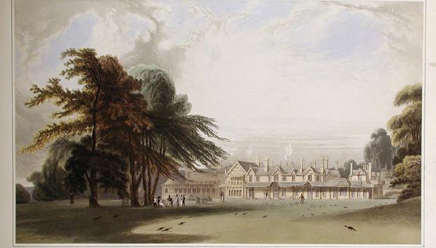 Pintura de Royal Lodge de William Daniel realizada en 1827