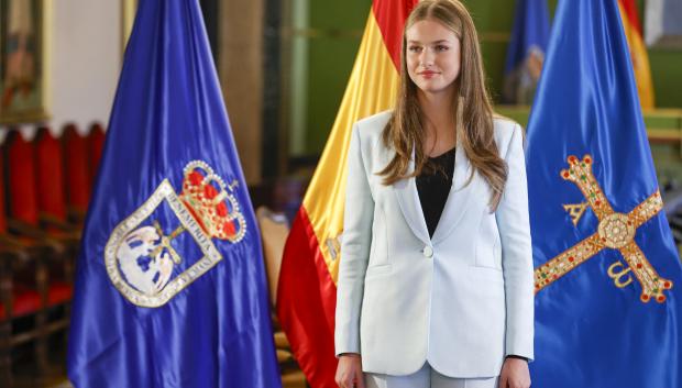 Princess Leonor de Borbon during an audience with the winners of finally college career of Oviedo University awards in Oviedo, on Friday 25 October 2024.