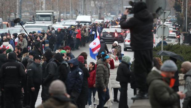 Los manifestantes en Tiflis