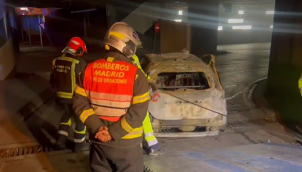 Los bomberos sacaron el coche con una grúa de la EMT