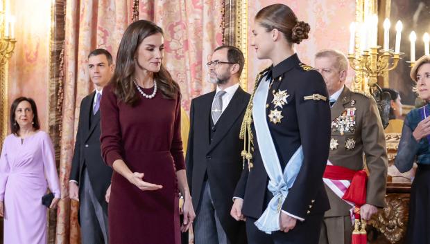 Spanish Queen Letizia and Princess Leonor during the Military Easter 2025 at RoyalPalace in Madrid on Monday 6th January 2025.