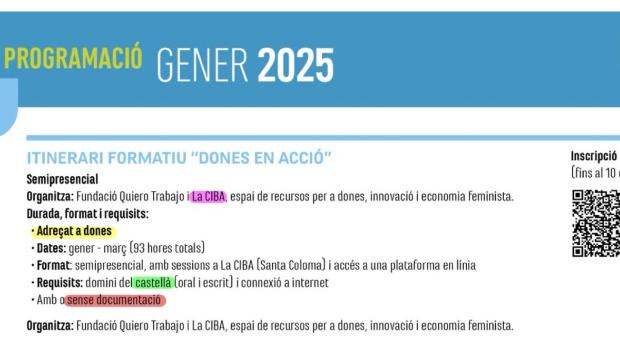 Este es el curso que ofrece la CIBA dirigido a mujeres, con o sin documentación