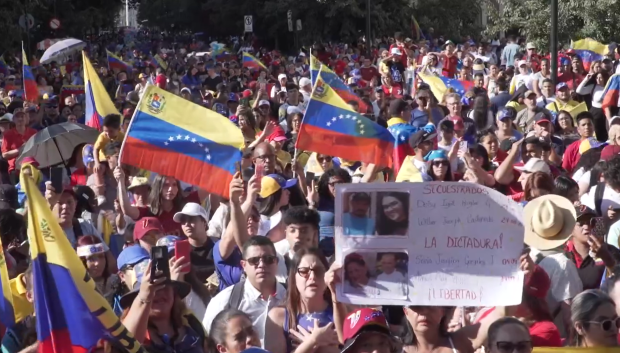 Manifestación a favor de Venezuela en Santiago de Chile