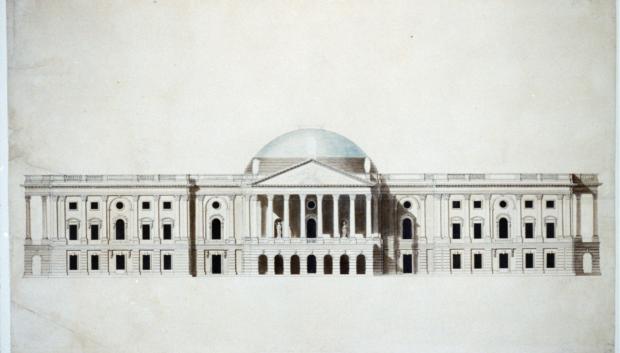 Diseño aprobado de William Thornton para el Capitolio, 1793