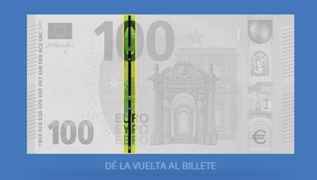 Hilo de seguridad en un billete de 100 euros