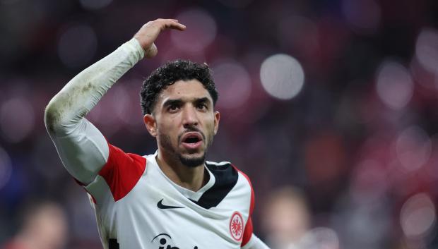 Omar Marmoush, en uno de sus últimos partidos con el Eintracht Frankfurt