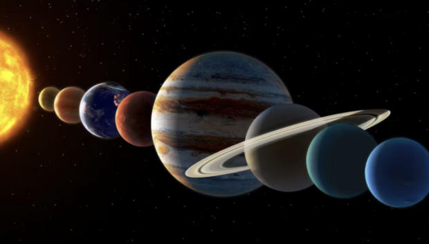 Concepto de la alineación planetaria que se podrá ver entre los meses de enero y febrero