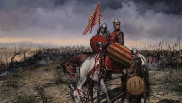 "La Batalla de Las Navas de Tolosa" inmortaliza la histórica confrontación de 1212. En el cuadro, el rey Pedro II de Aragón, montado en un caballo blanco, lidera a sus caballeros con determinación