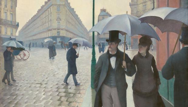 Calle de París, tiempo lluvioso. Obra de Gustave Caillebotte