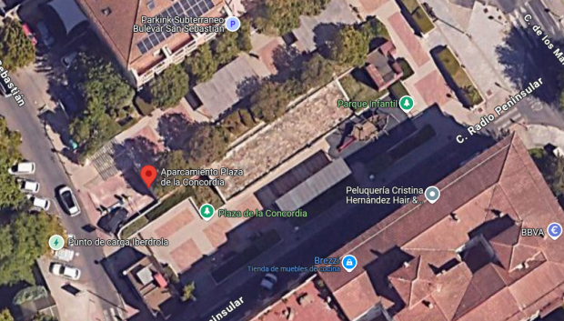 El parking está ubicado en la plaza de la Concordia
