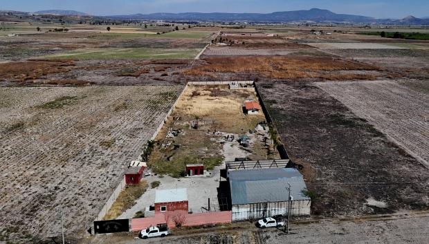 Vista aérea del Rancho Izaguirre en Teuchitlán, Jalisco en donde fueron encontrados crematorios y fosas comunes vinculadas al Cártel Jalisco Nueva Generación (CJNG)