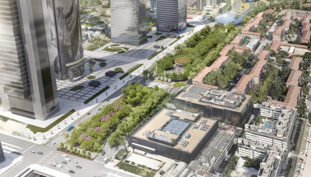 Parque Castellana a la altura de las Cinco Torres