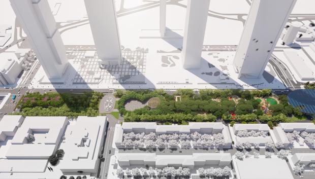 Parque Castellana a la altura de las Cinco Torres