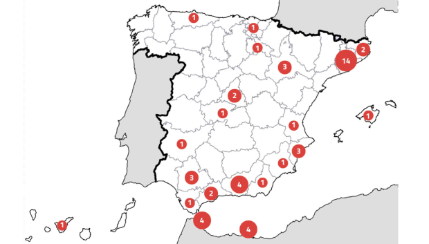 Número de operaciones contra el terrorismo yihadista desarrolladas por provincias en 2024