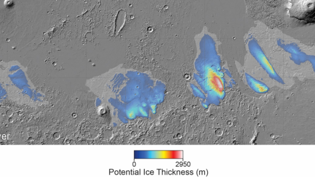 Mapa del espesor potencial del hielo en el MFF