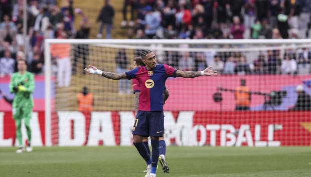 Raphinha celebra el tanto del empate