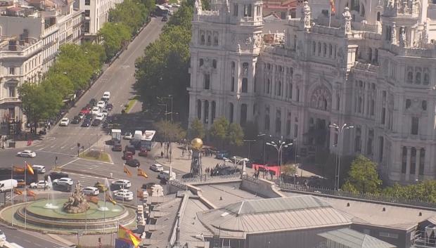 Cortes de tráfico en Cibeles